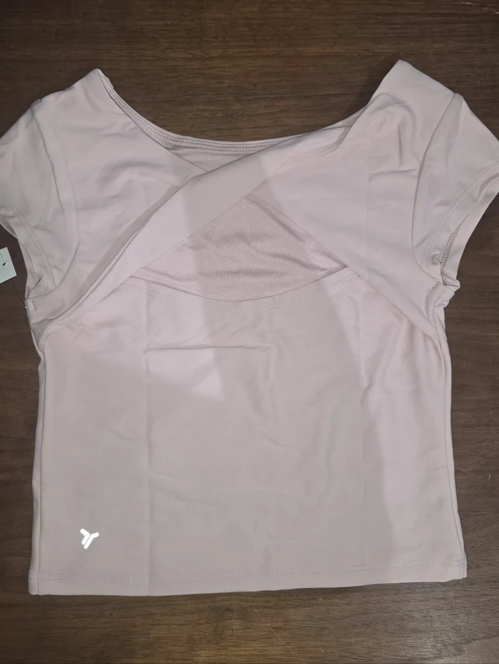 NWT Pink Youth PowerSoft Fitted Cropped Top with twist back OLD NAVY Size 8